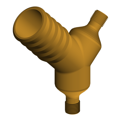 1/8" NPT Male to 1/8" NPT Male and 25 mm Hose Barb Y-Splitter